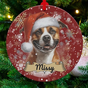 American Staffordshire Terrier custom ornament, personalized pet Christmas decoration, unique dog lover gift, festive holiday decor