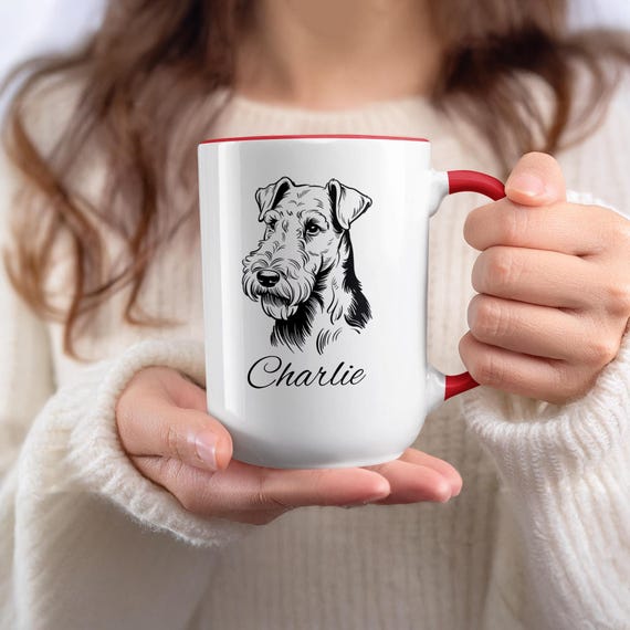 Airedale Terrier Coffee Mug: Personalized Dog Name, 11oz 15oz, Pet Portrait