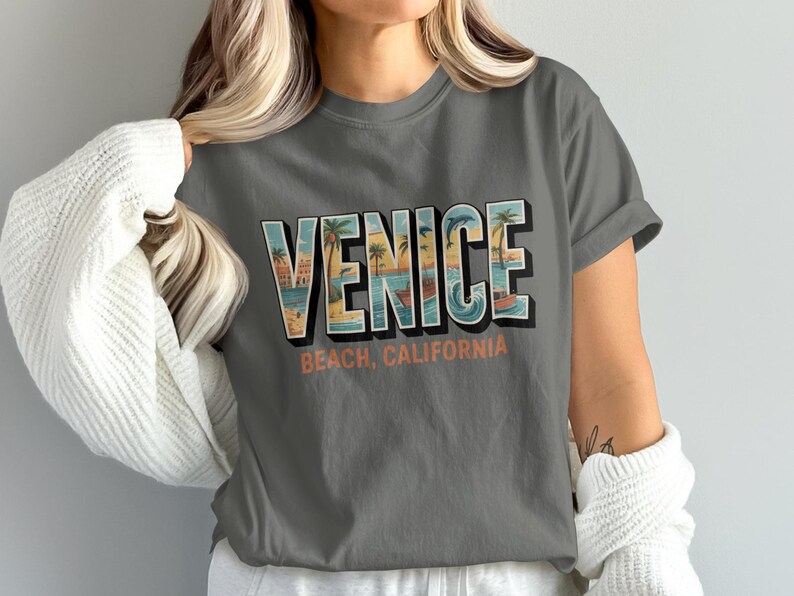 Venice Beach California Graphic Tee, Retro Venice Beach Shirt, California Vacation Souvenir, Vintage Cali T-Shirt