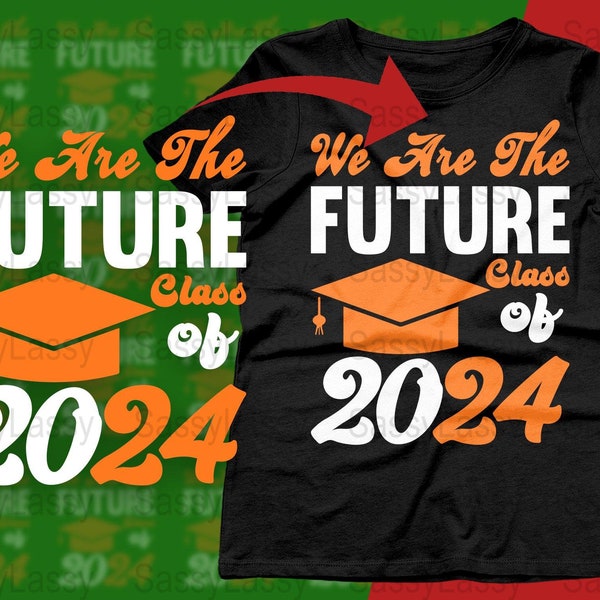 Class of 2024 Graduation Digital Poster, Orange and Black Graduate Cap Design, Inspirational Quote