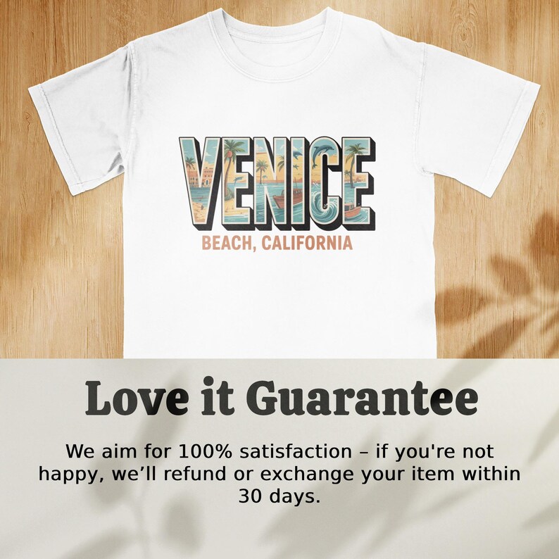 Venice Beach California graphic t-shirt, Summer vacation tee, Coastal city souvenir shirt, Trendy beachwear top, Casual travel apparel