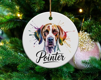 Pointer Dog Ornament, Colorful Dog Lover Gift, Unique Pet Decor, Hand Painted Pointer Decor, Cute Pointer Artwork, Dog Breed Ornament