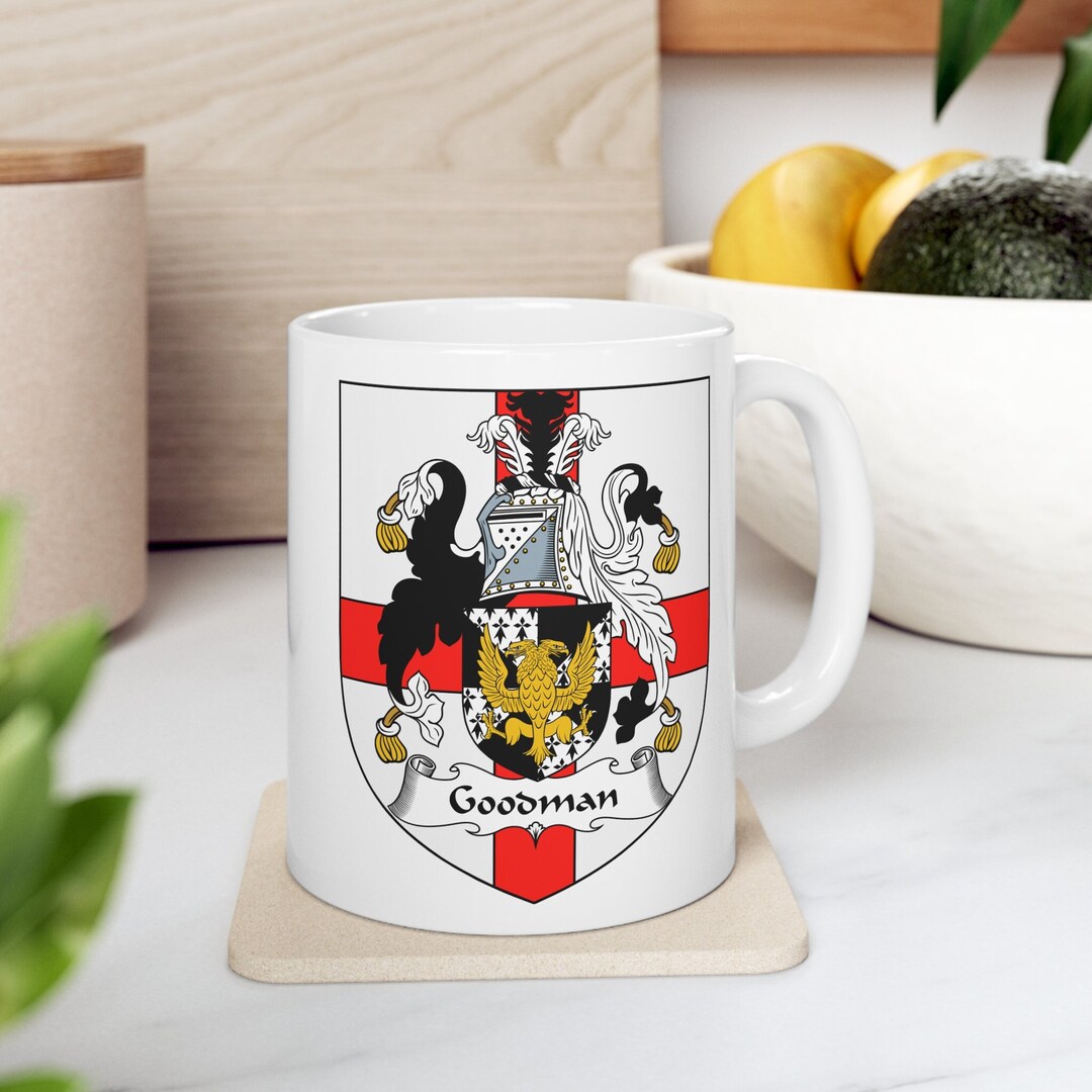 Goodman Family Coat of Arms Mug, English Heraldry Mug, English Ancestry