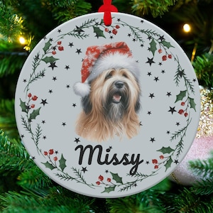 Briard custom ornament Briard dog Christmas ornament personalized Briard dog holiday decoration pet lover gift