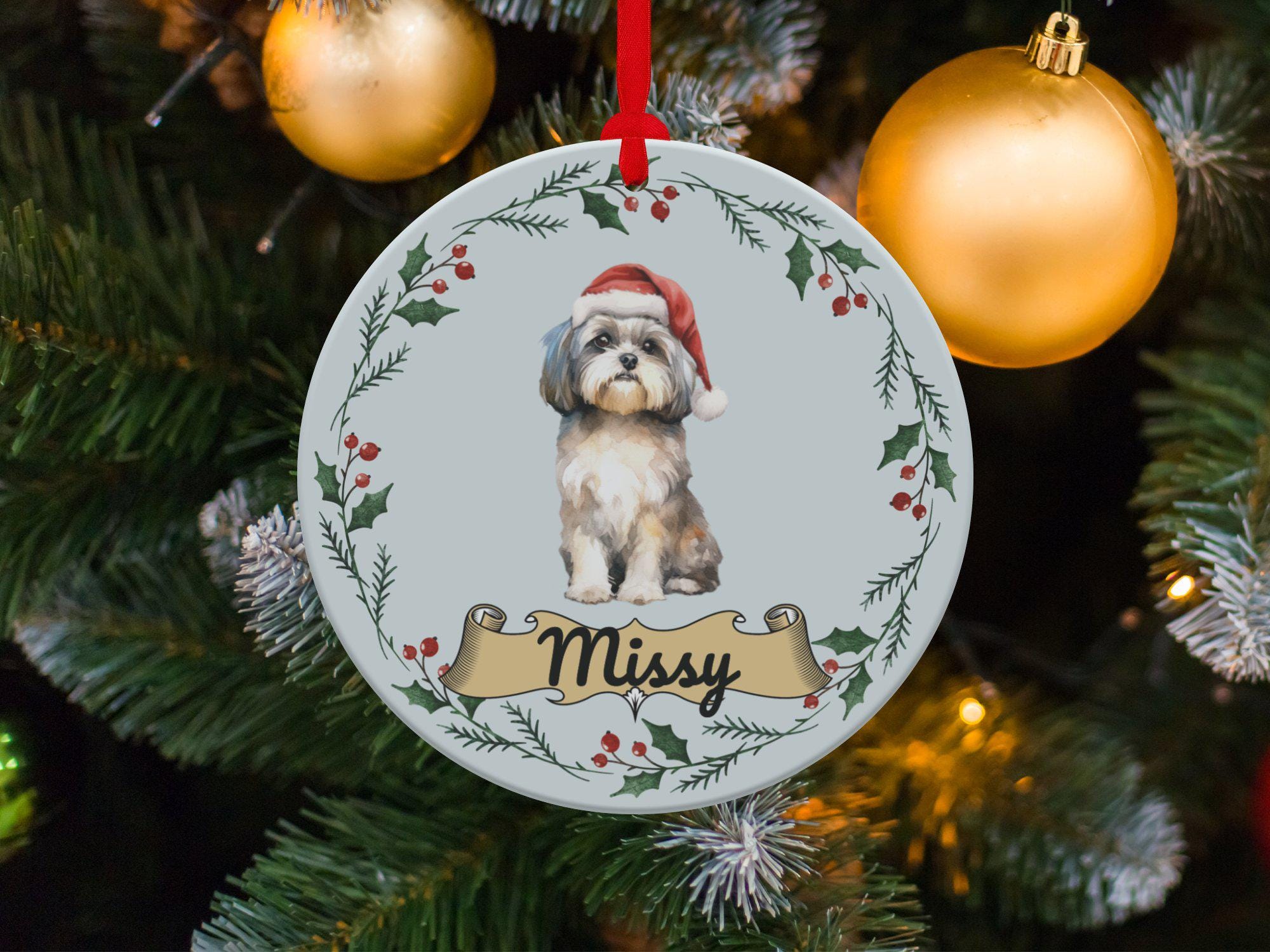 シーズーのカスタムクリスマスオーナメント：パーソナライズされた
