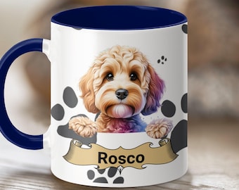 Personalized Cavapoo Dog Mug: Custom Name Coffee Cup