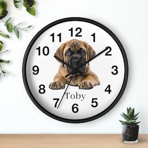 Bullmastiff Wall Clock, Dog Breed, Personalized Custom Name, Home Decor, Gift Idea, Pet Lover, Dog Mom, Dog Dad, Unique Clock, New Home Gift