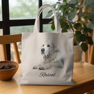 Custom Great Pyrenees Tote Bag, Personalized Dog Name Tote, Dog Lover Gift, Unique Tote Bag for Dog Owners, Great Pyrenees Gift