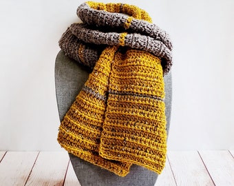Rustic Striped Crochet Scarf (Crochet Pattern)
