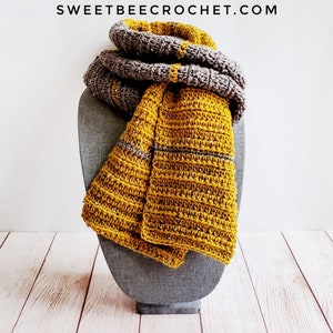 Rustic Striped Crochet Scarf (Crochet Pattern)