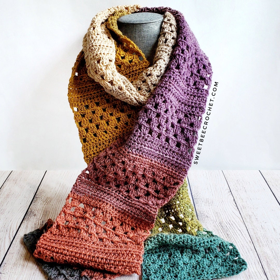 25SS新作人気【RONRON】MULTIWAY CROCHET TIE SCARF TOP One Skein Granny Rows Scarf (crochet Pattern) - Etsy