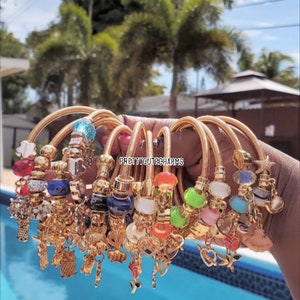 Charm Bracelets, Gold Charm Bracelets, Stretch Charm Bracelets, Colorful Charm Bracelets, Stackable Bracelets, Charm Bangles