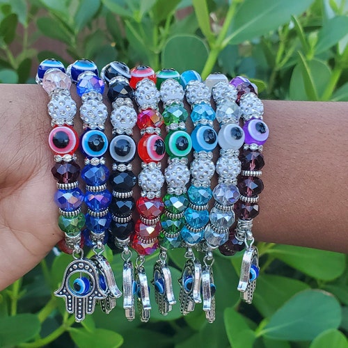 Evil Eye Bracelet Charm Bracelet Hamsa Hands Turkish Evil Etsy