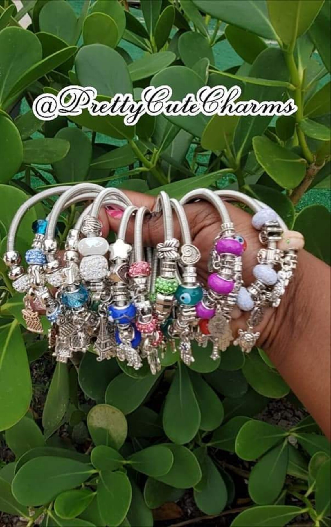 Charm Bracelets Silver Bracelets Stretch Bracelets Etsy