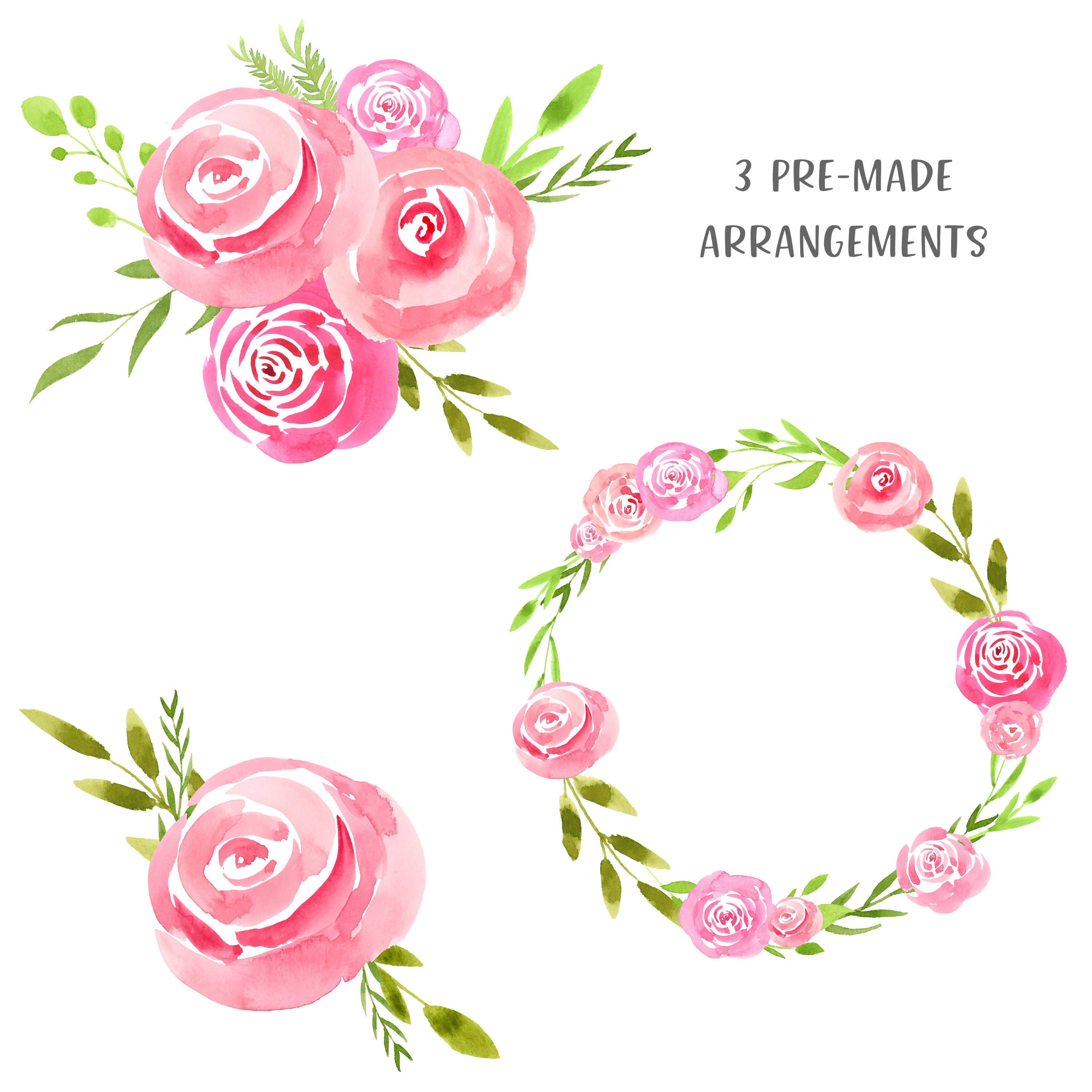 Watercolor Floral Clipart Watercolor Flowers Clipart | Etsy