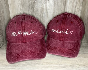 Mama Mini Baseball Cap Set: Embroidered Mother Daughter Hats