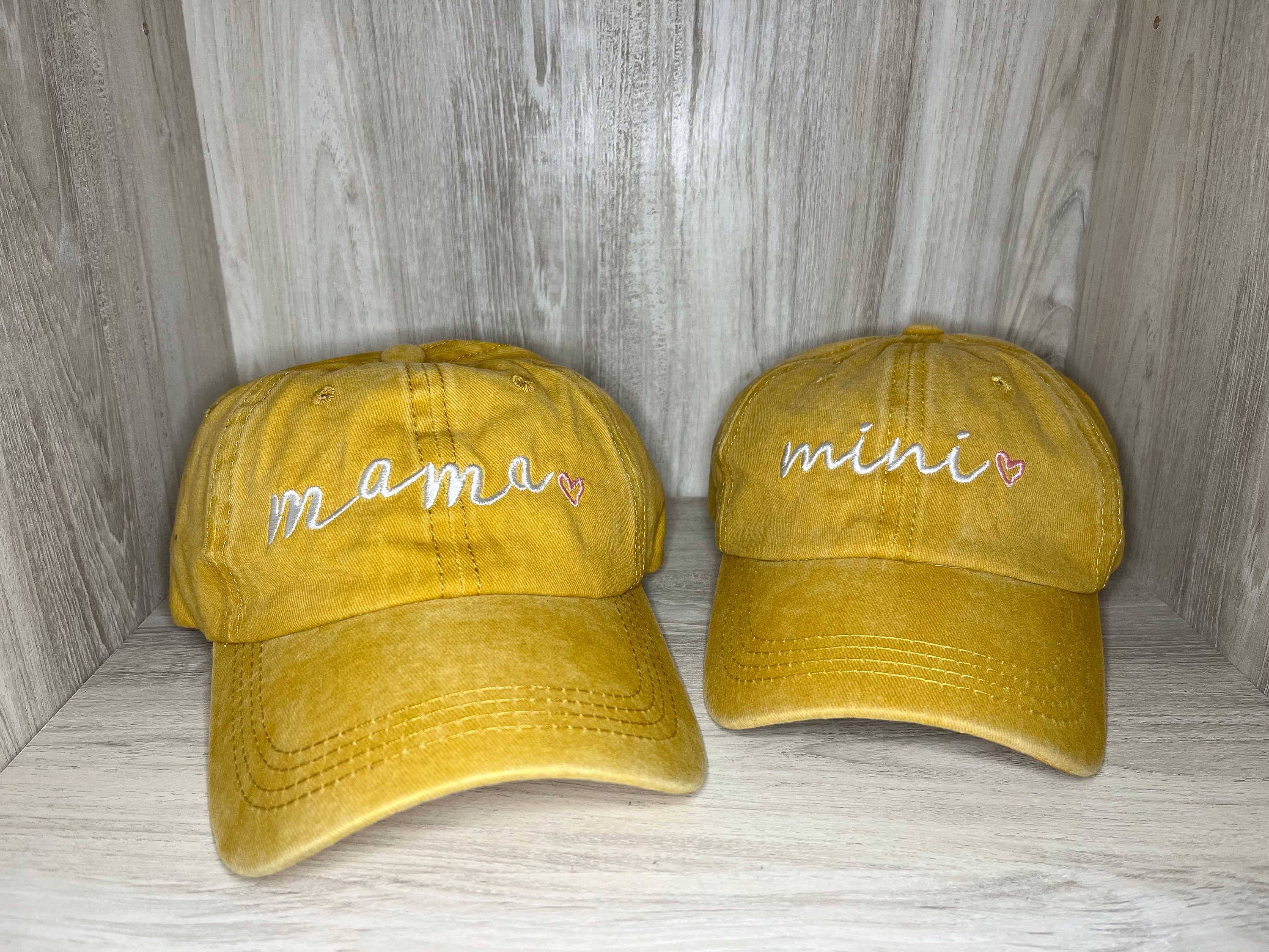 Mama Mini Baseball Cap Set: Embroidered Mother Daughter Hats 
