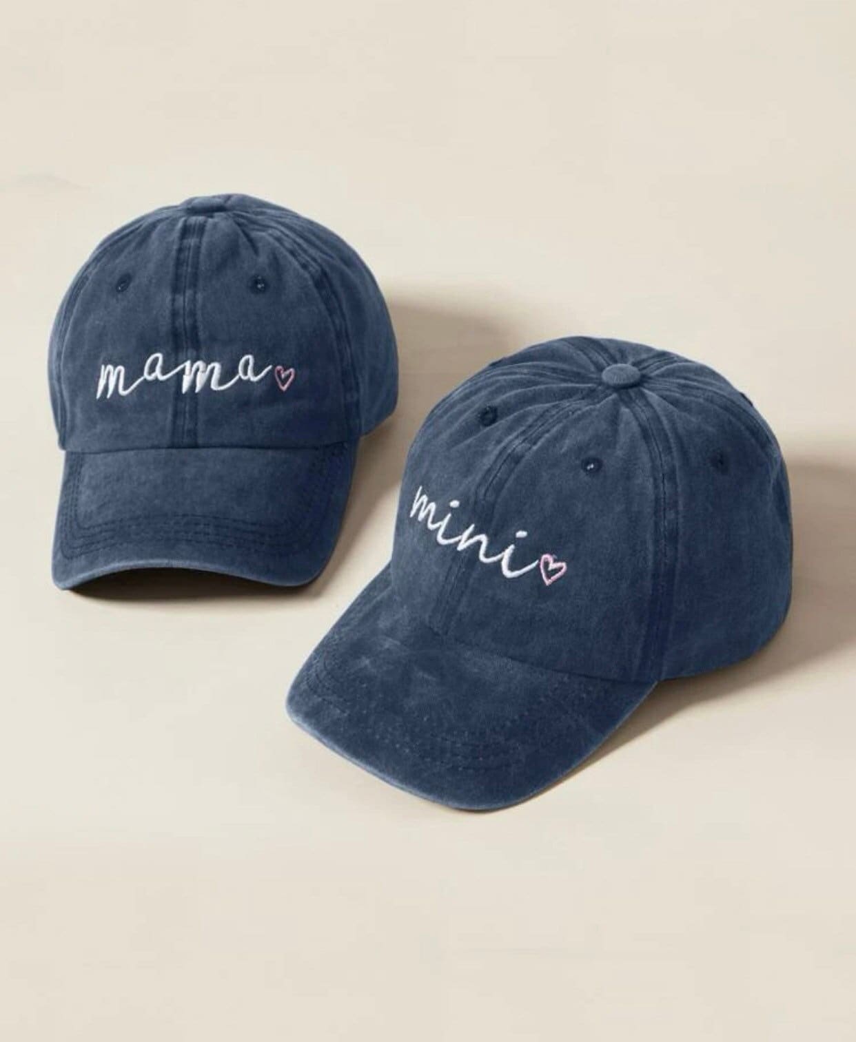 Shenbors Set Di Cappelli Mama & Mini - Berretti Baseball Ricamati In Cotone, Nero Lavato E Rosa Lavato, Regali Mamma-Figlia