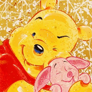 Piglet muy importante, serigrafía firmada a mano de Disney por David Willardson SIN MARCO