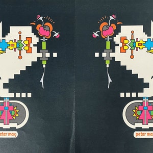 Peter Max double page psychedelic Abstract print 1980s