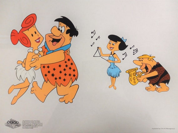 The Flintstones Jam Session framed Animation Art Collectible 