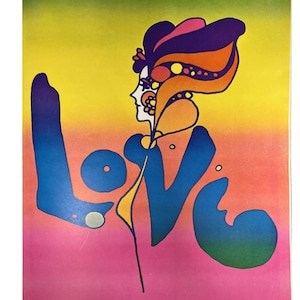 Peter Max Love Poster from &quot;Poster Book&quot; 1970 good condition