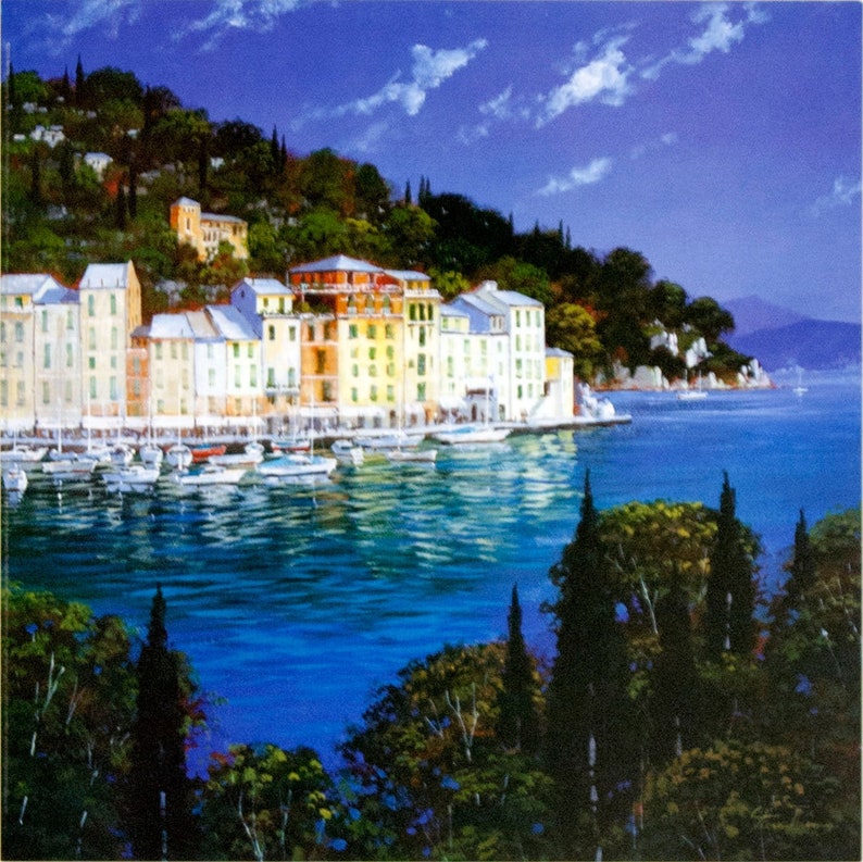 Framed Landscape Decorative Wall Art Portofino by Steve Thoms