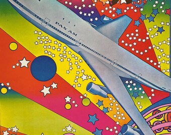 Pan Am by Peter Max Psychedelic Pop Art Poster from "Poster Book" 1970