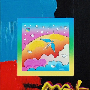 Angel Clouds on Blends #412 by Peter Max Original Painting Mixed Media Signed