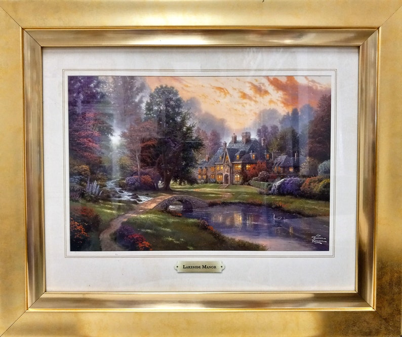 Lakeside Manor by Thomas Kinkade decorative Framed Fine Art Etsy