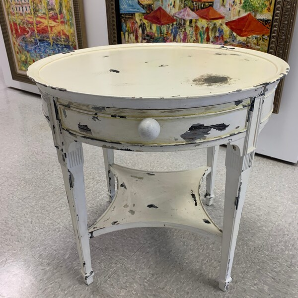 Antique White End Tables With Drawer Etsy