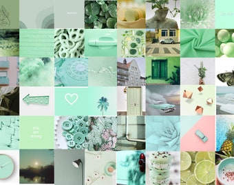 Photo Wall Collage Kit Minty Green Aesthetic Instant Etsy