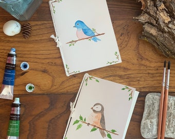 Blank Hand Painted Watercolor Blue Bird and Chickadee Cards