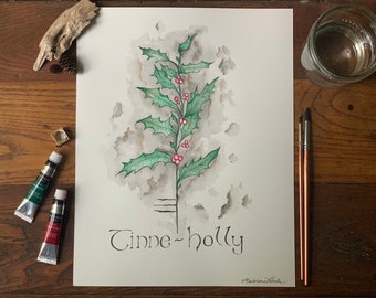 Holly Branch Ogham Painting