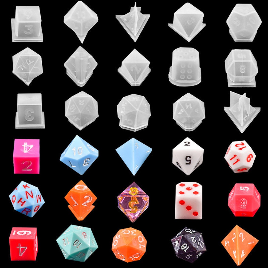 19 styles DND Dice Resin mold set Silicone dice mold Resin Etsy