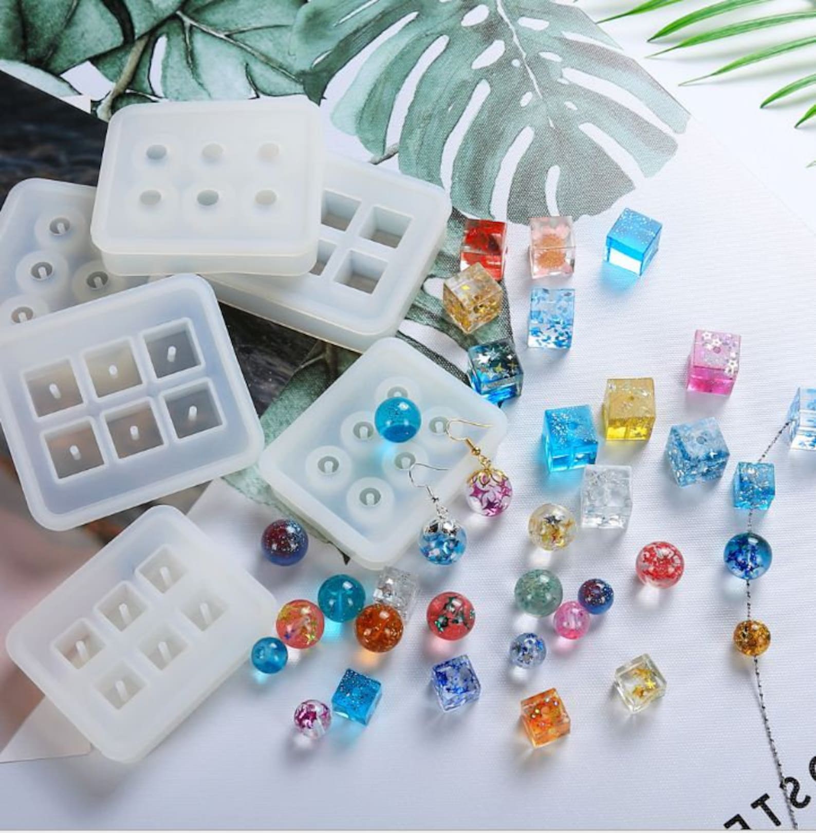 Beads resin mold Square and round beads with holes silicone Etsy