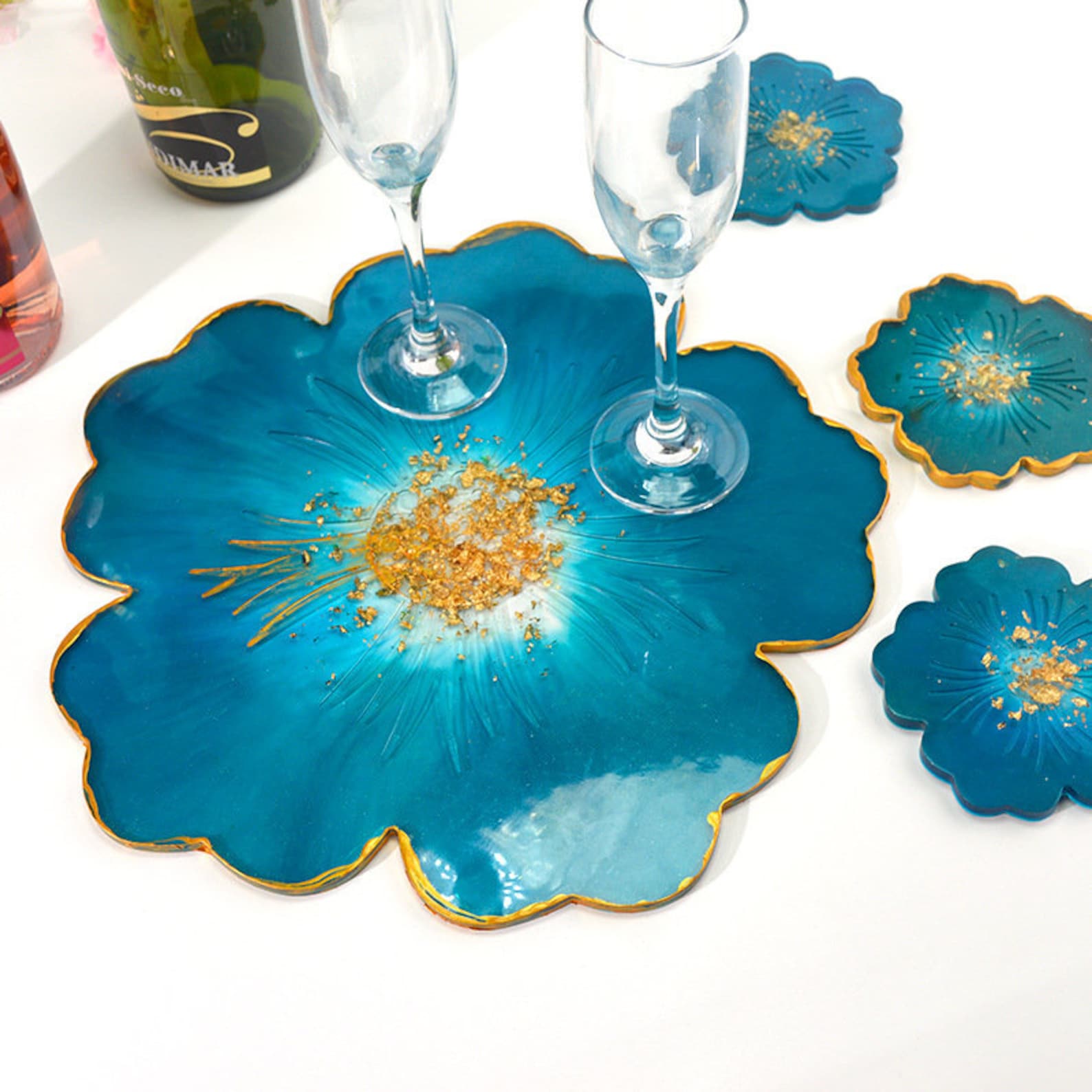 Flower Coaster Resin Mold Silicone tray Mold Big Cup Holder Etsy