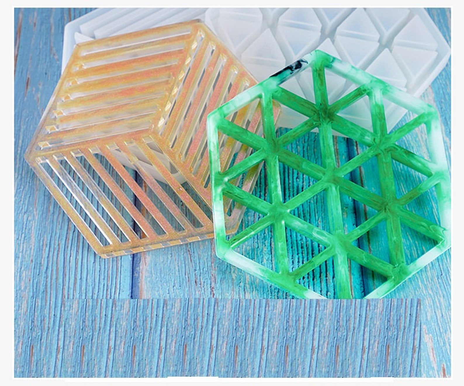 Hexagon Coaster Mold For Resin Silicone Coaster Mold For Etsy