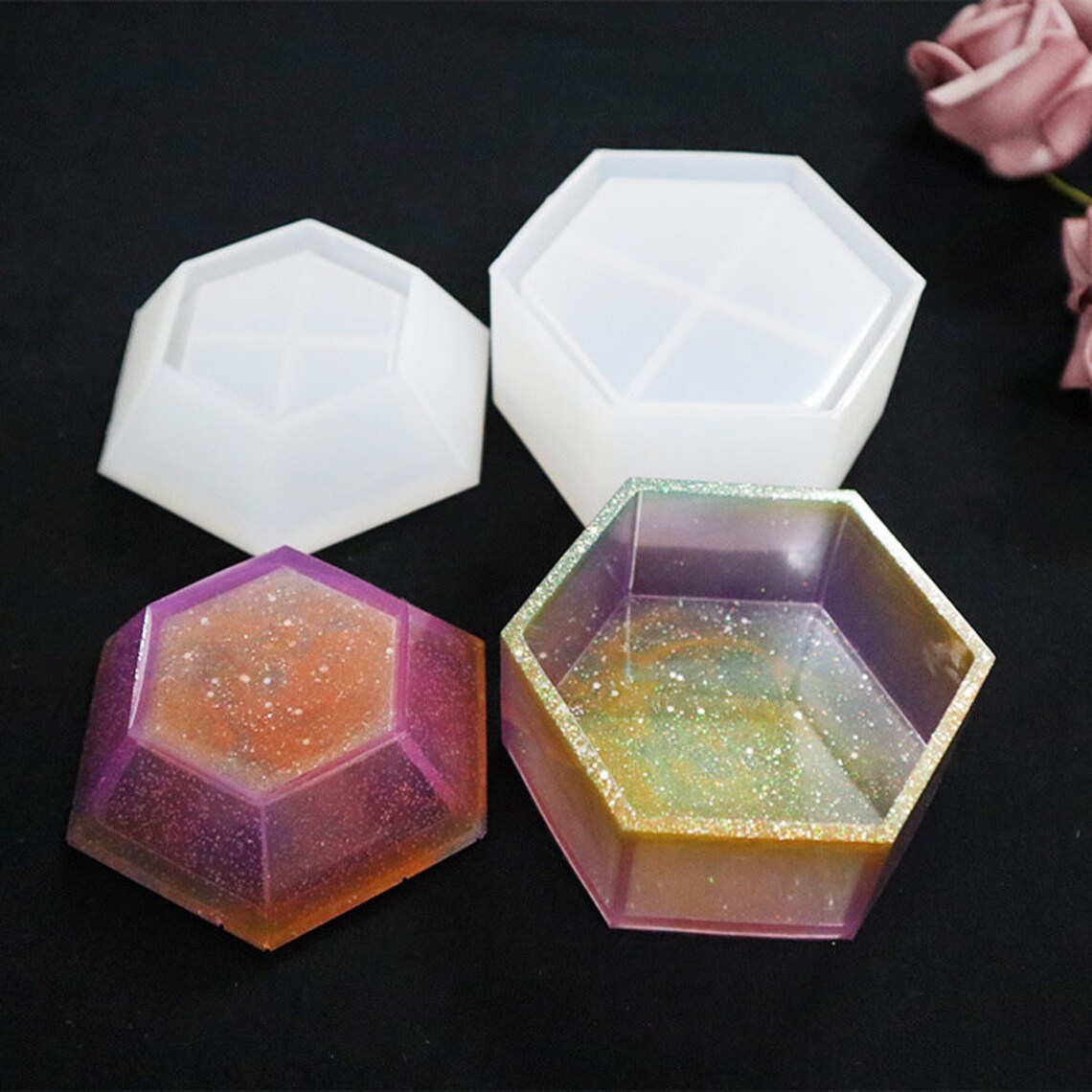 Hexagon Jewelry Box DIY Resin Mold silicone mold storage box Etsy