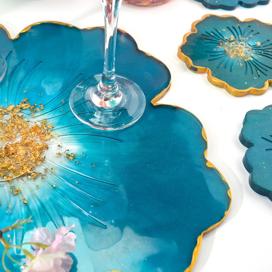 Flower Coaster Resin Mold Silicone tray Mold Big Cup Holder Etsy