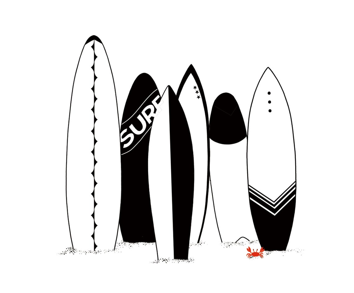 Surf Poster Surf ArtBlack and White Etsy
