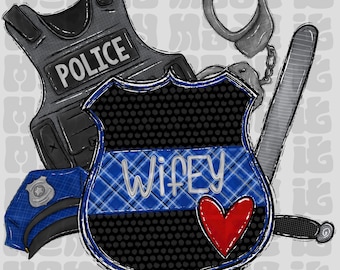 Police Wifey Back the Blue Photo PNG Police Officer Sublimation Design Cute Police Officer Design