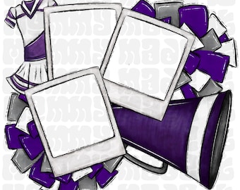 Canvasjabloon Cheerleader Cheer Spirit PomPoms paars Aanpasbare Cheer Spirit Wear PNG Sublimatie digitale download Aanpasbaar png