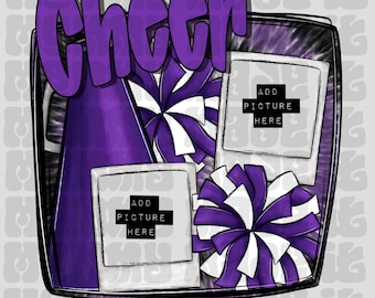 Canvasjabloon Cheerleader Cheer Spirit PomPoms paars Aanpasbare Cheer Spirit Wear PNG Sublimatie digitale download Aanpasbaar png