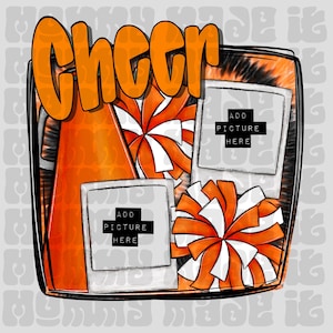 Canva Template Orange Customizable Cheer Spirit Wear~ PNG Sublimation Digital Download CHEERLEADER CHEER design