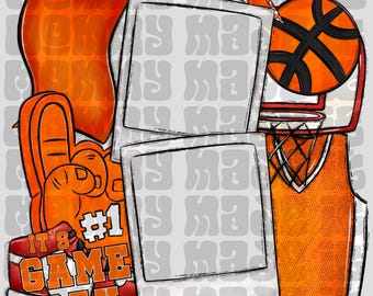 CUSTOM Canva Procreate Template Basketball  Photo Insert Png, Trending Orange Png, Polaroid Png, Sports Png