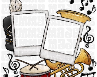 Canva template polariod  Photo Band Black Hat Spirit Wear Customizable PNG, Sublimation, Digital Download, Shirt Making Png marching band