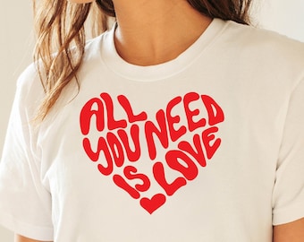 All You Need Is Love Heart Valentine’s Day SVG | Digital Download | Love Heart Bubble Letters