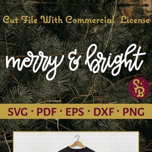 Merry and Bright SVG | Handlettering | Calligraphy Christmas Design Cutfile