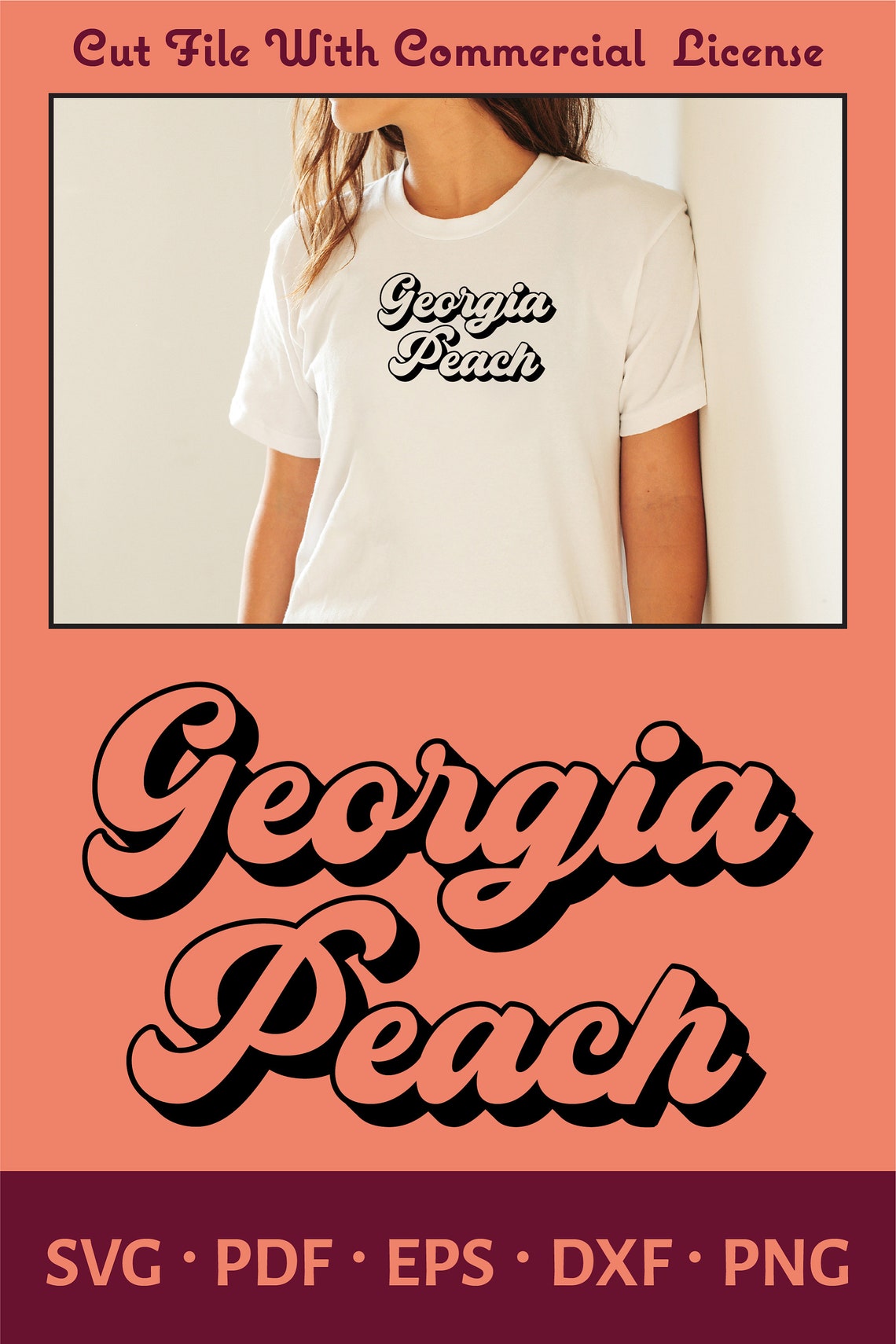 Buy Peach SVG Retro Shirt Design Atlanta DXF Online in
